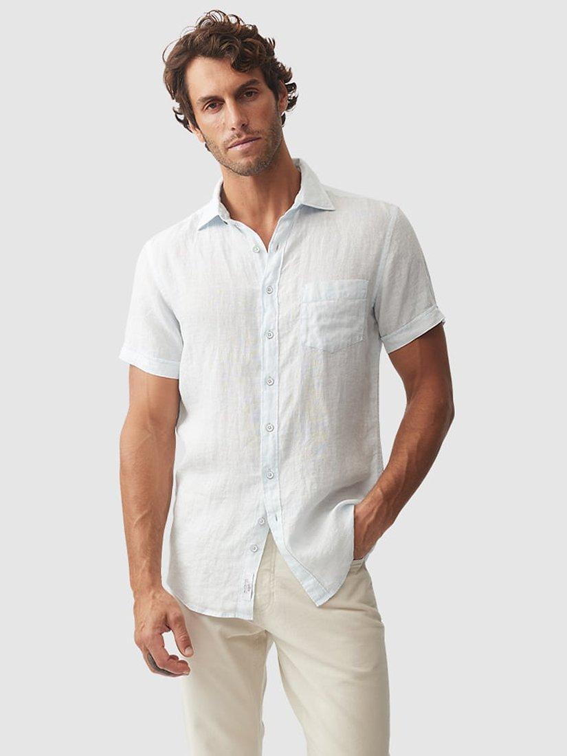 Product image 1 of 3, which shows Rodd & Gunn Palm Beach Linen Slim Fit Short Sleeve Shirt, Iceberg, XXXL