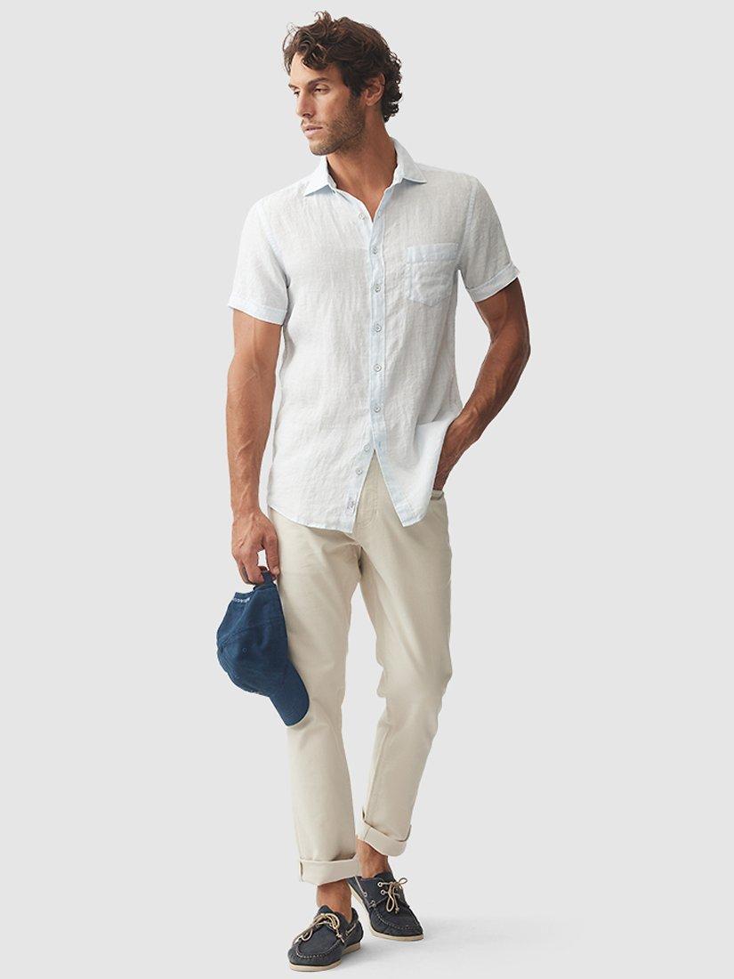 Product image 2 of 3, which shows Rodd & Gunn Palm Beach Linen Slim Fit Short Sleeve Shirt, Iceberg, XXXL
