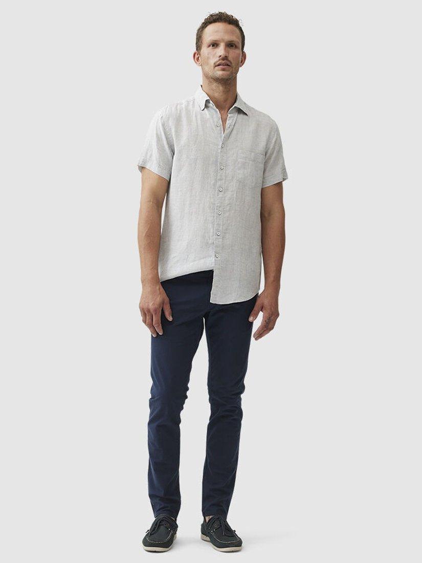 Product image 2 of 5, which shows Rodd & Gunn Palm Beach Linen Slim Fit Short Sleeve Shirt, Vapour, XXL