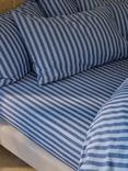 Piglet in Bed Amberley Stripe Linen Blend Fitted Sheet, Dusty Blue