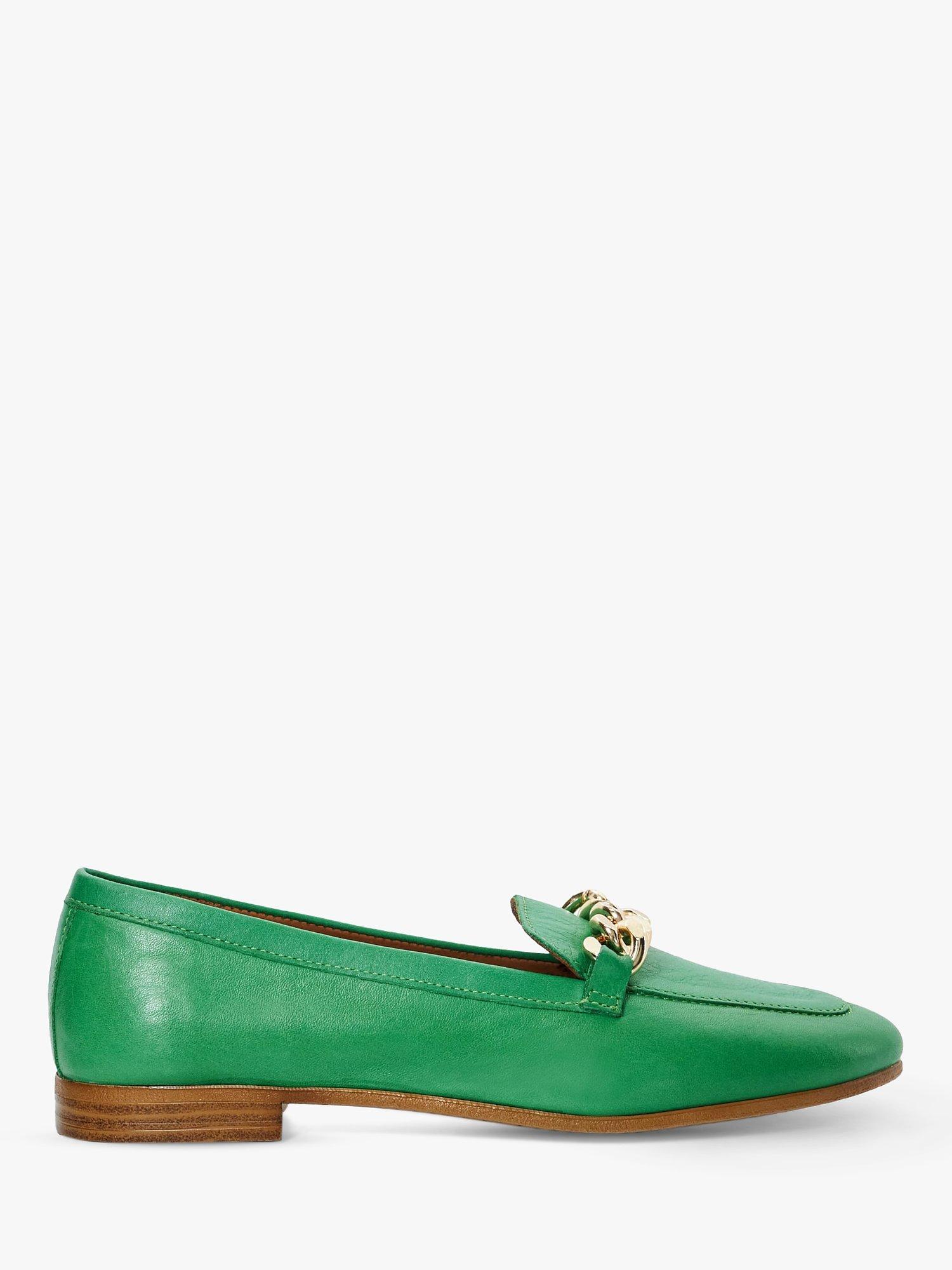 Dune Goldsmith Leather Chain Detail Loafers, Green, 3