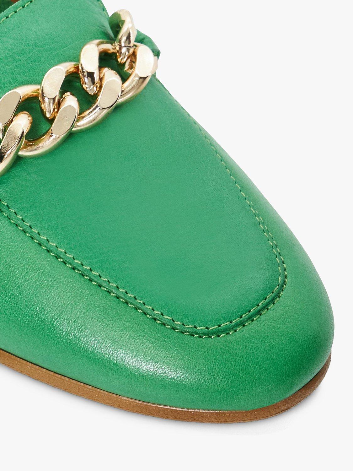 Dune Goldsmith Leather Chain Detail Loafers, Green, 3