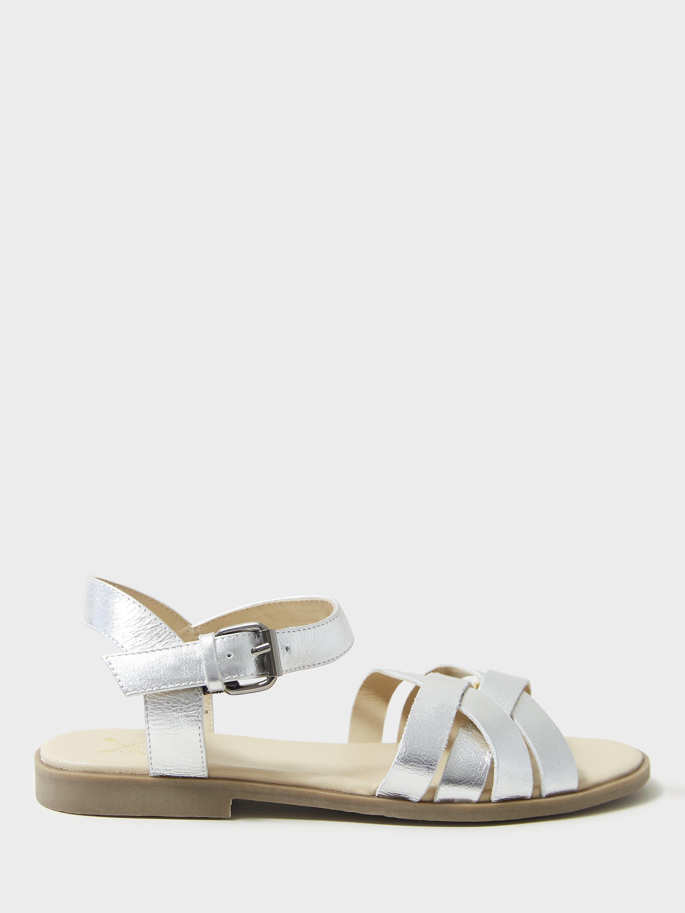 Crew Clothing Crossover Multi Strap Sandal, Silver