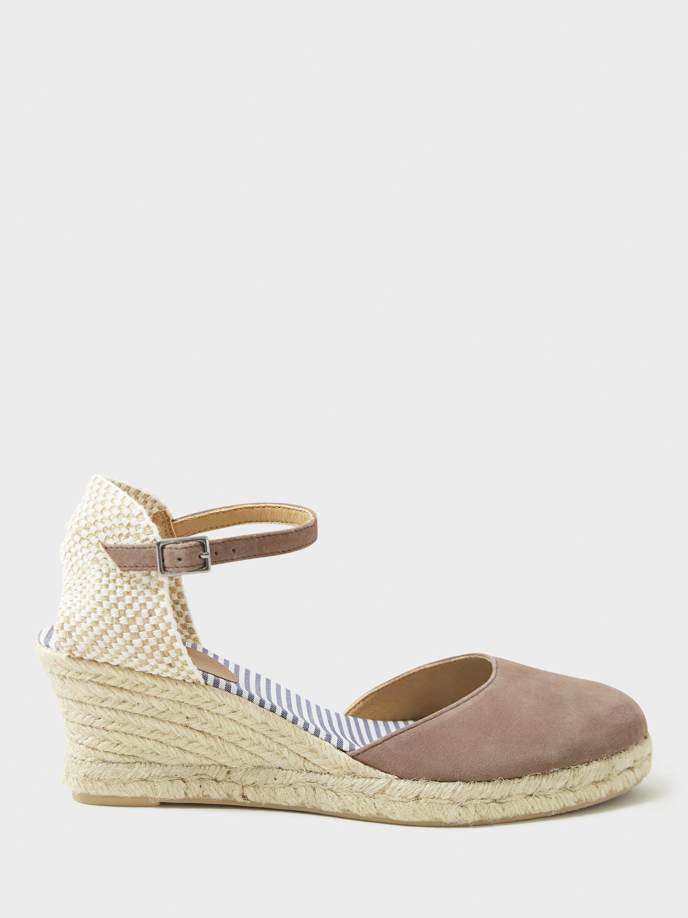 Product image 1 of 5, which shows Crew Clothing Faith Suede Espadrille Sandals, Mink Brown, 3