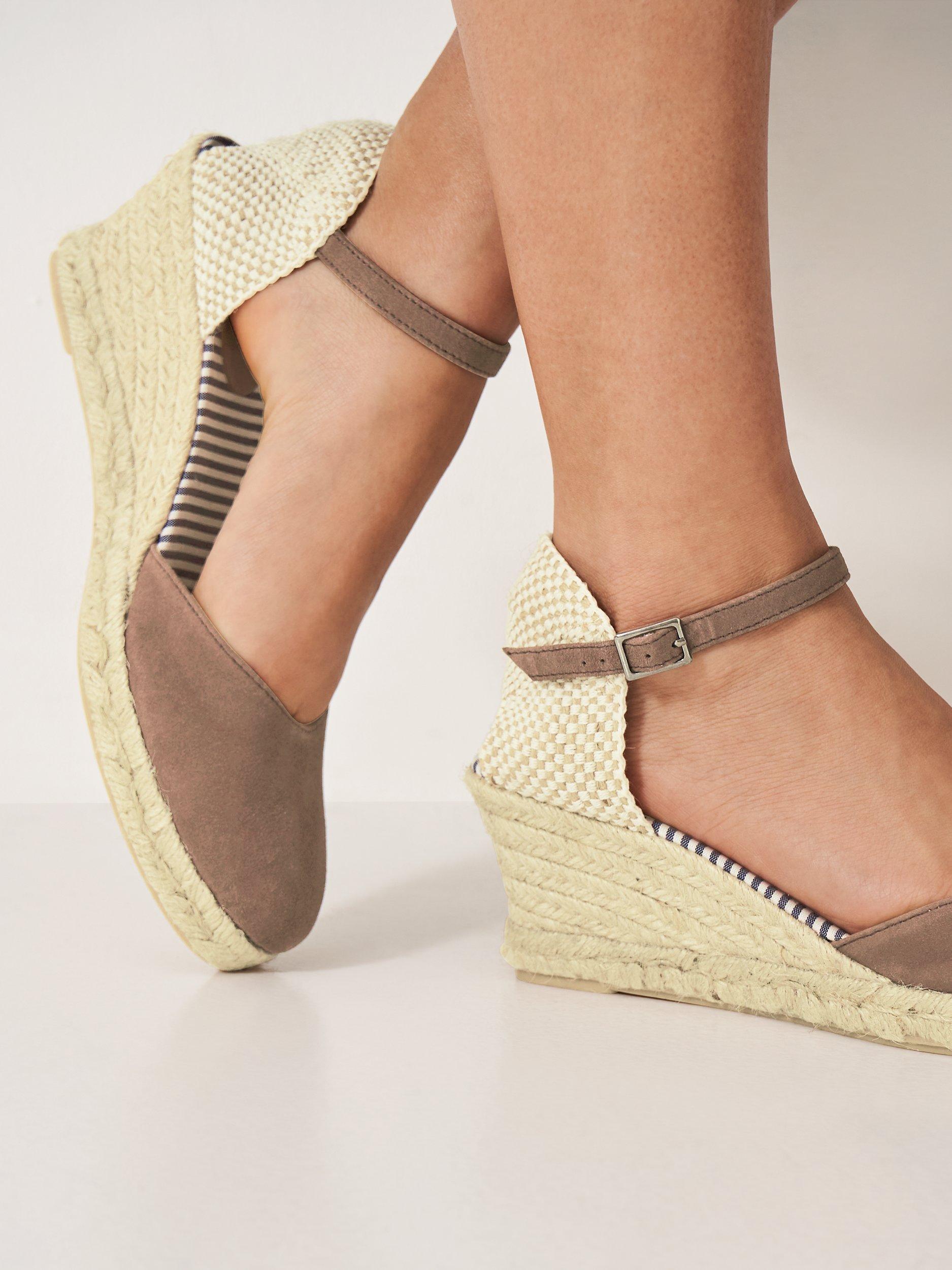 Product image 2 of 5, which shows Crew Clothing Faith Suede Espadrille Sandals, Mink Brown, 3