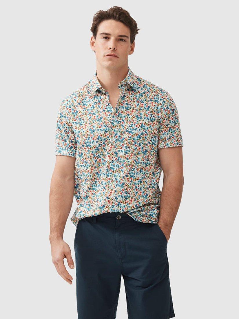 Rodd & Gunn The Forks Printed Poplin Cotton Regular Fit Short Sleeve Shirt, Multi