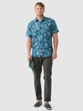 Rodd & Gunn Destiny Bay Printed Linen Regular Fit Short Sleeve Shirt, Teal