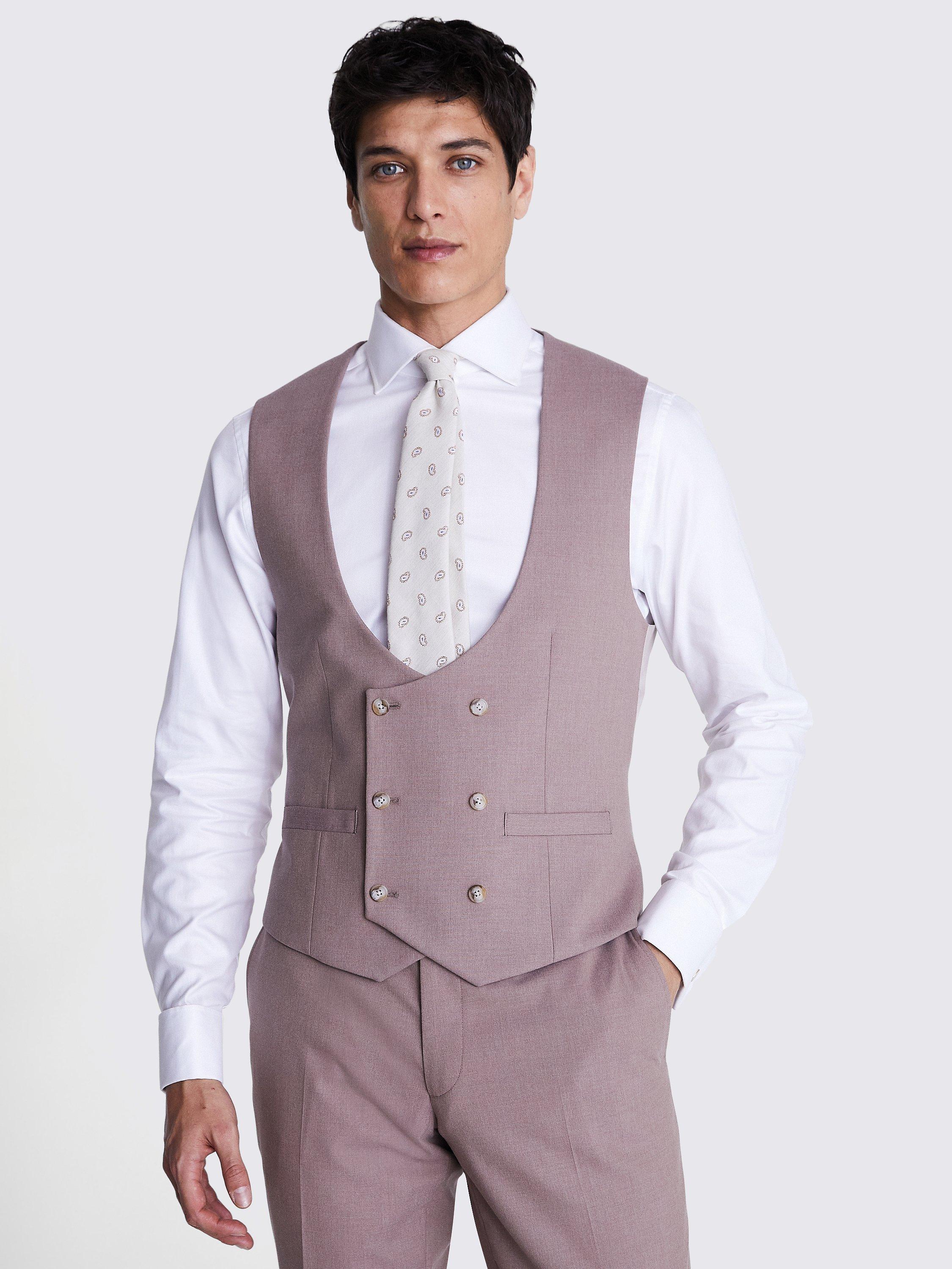 Moss Slim Fit Flannel Waistcoat, Dusty Pink