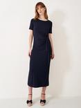 Crew Clothing Tina Tie Front Jersey Midi Dress, Navy Blue