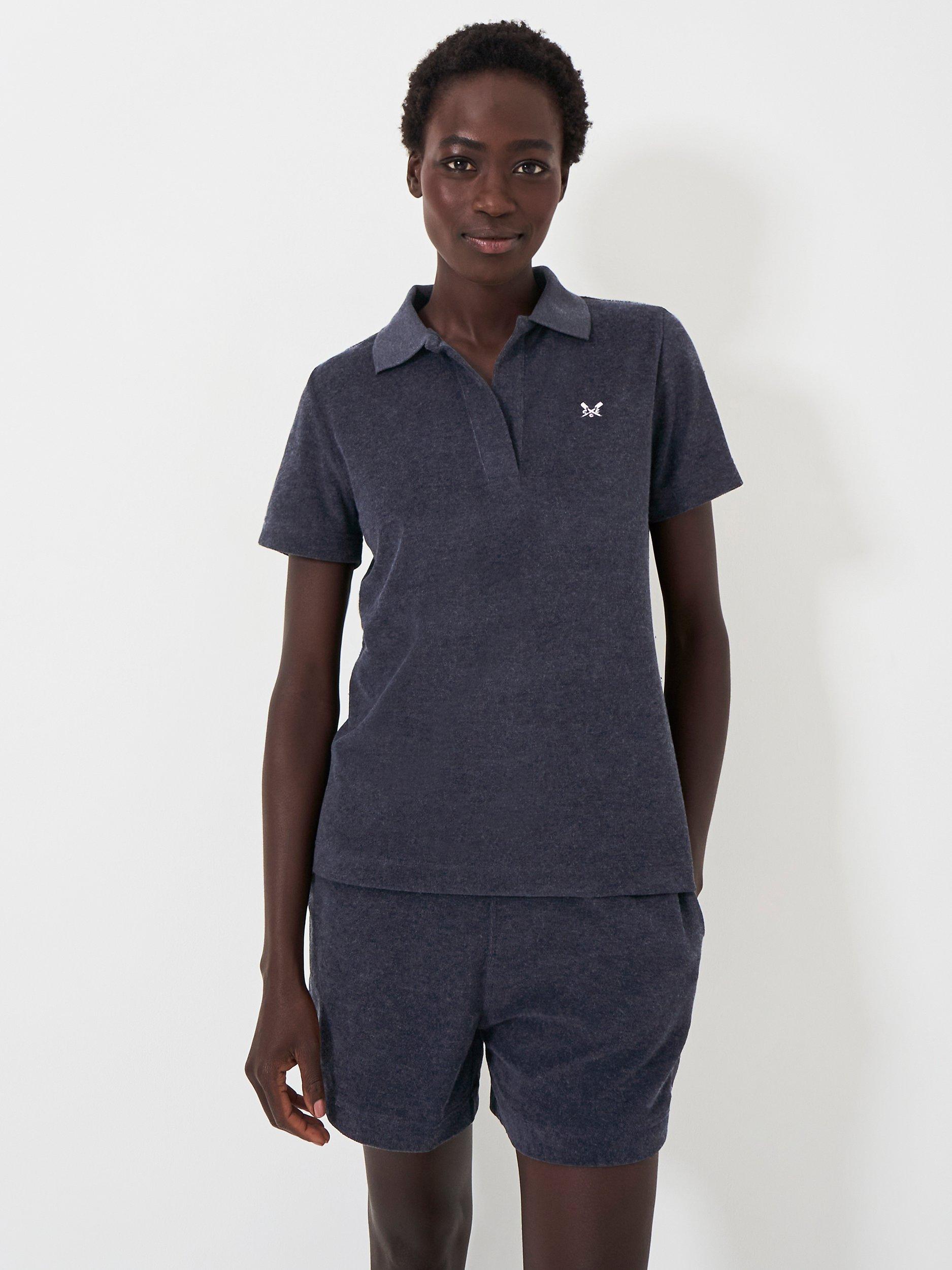 Crew Clothing Towelling Polo Top, Navy Blue