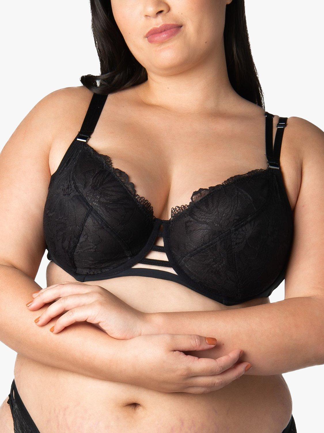 Product image 1 of 6, which shows Hotmilk True Luxe Floral Lace Flexiwire Nursing Bra, Black, 32D
