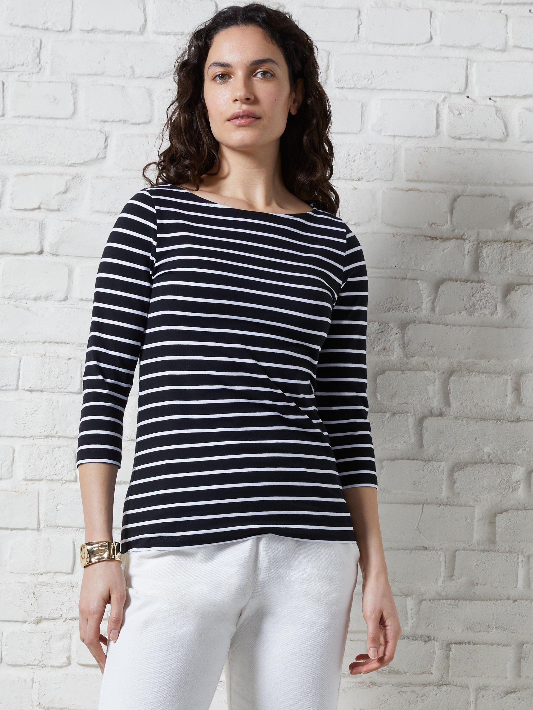 Product image 2 of 3, which shows Great Plains Hollie 3/4 Length Sleeve T-Shirt, Black/White, 8