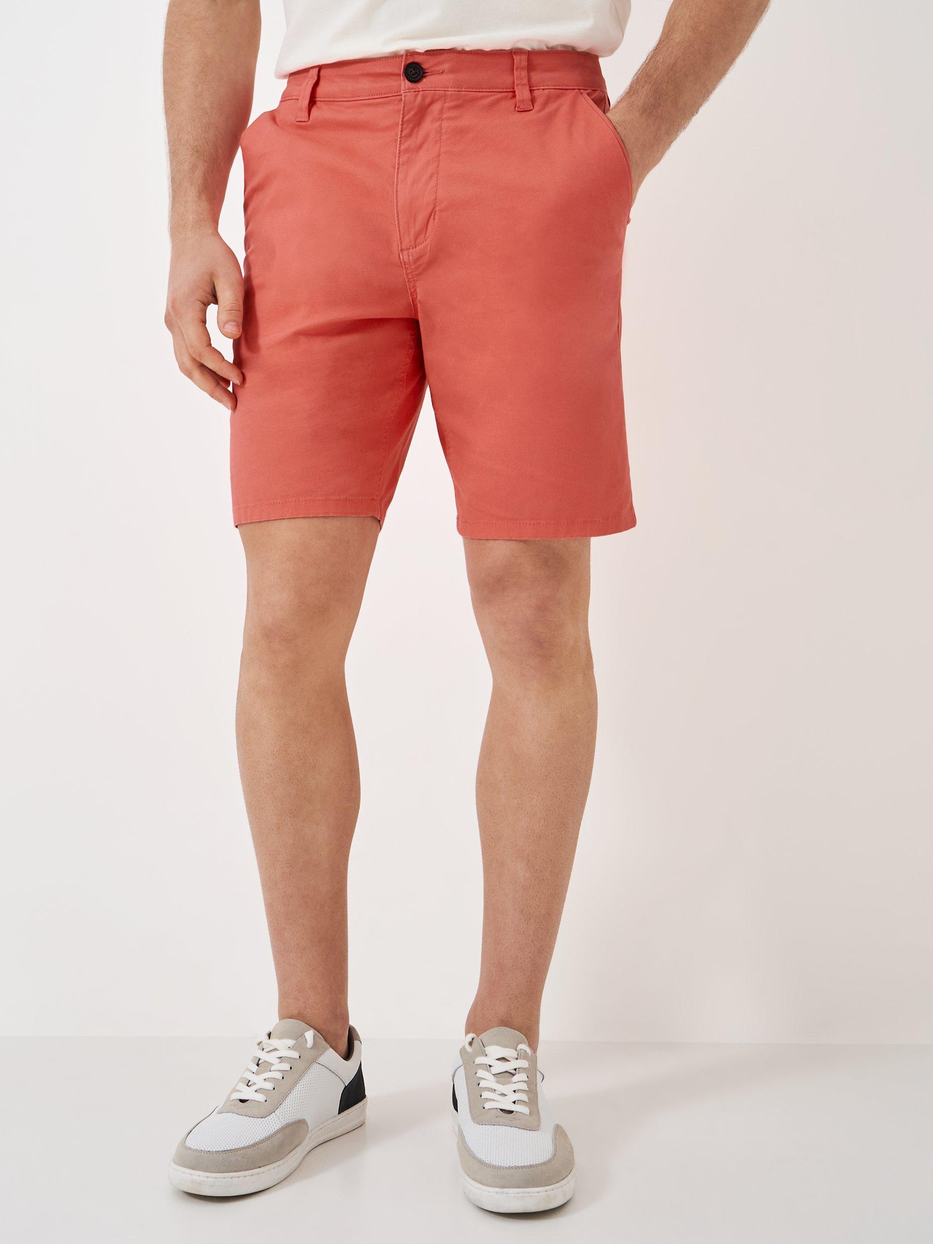 Product image 1 of 7, which shows Crew Clothing Bermuda Stretch Chino Shorts, Coral Orange, 30
