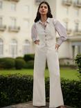 Yumi Cotton Blend Waistcoat, Natural, Natural