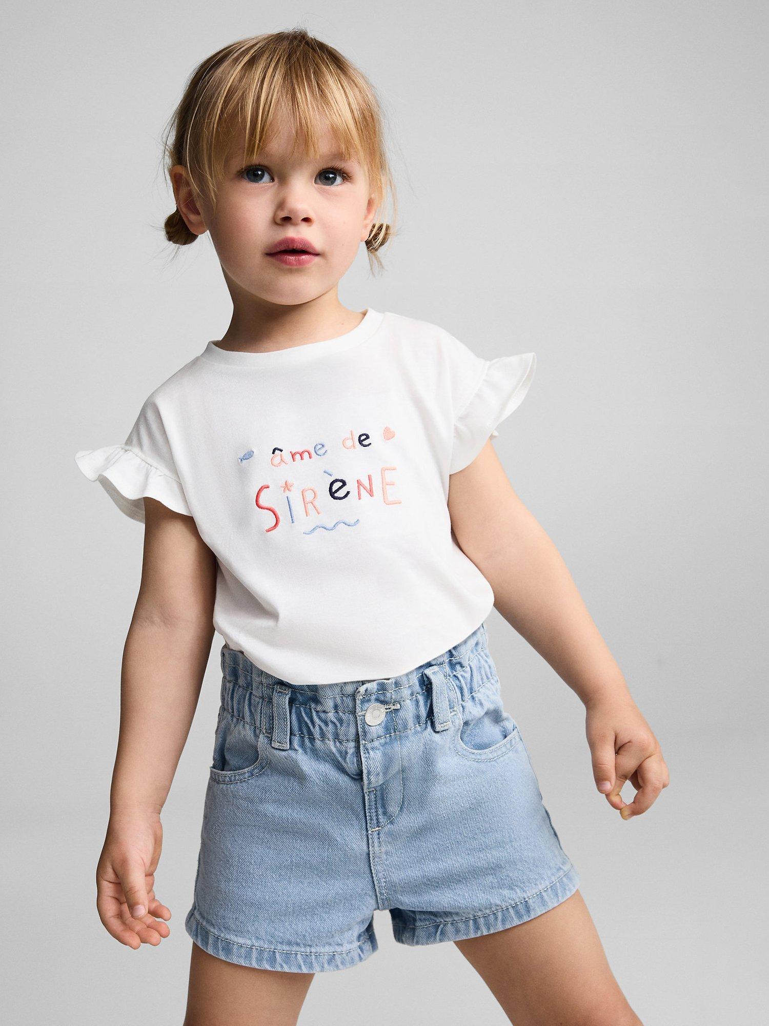 Mango Baby Gala Denim Shorts, Open Blue