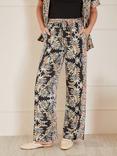 Yumi Paisley Relaxed Fit Trousers, Black/Multi