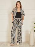 Yumi Paisley Relaxed Fit Trousers, Black/Multi