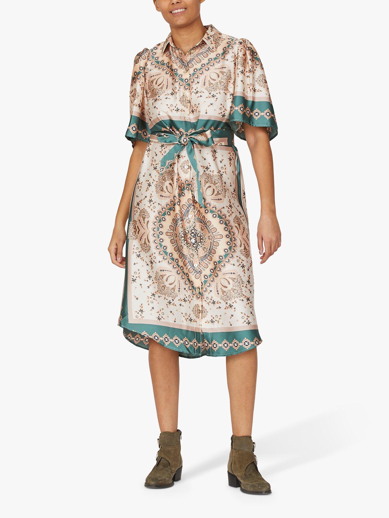 Sisters Point Ella Paisley Print Midi Dress, Green/Multi
