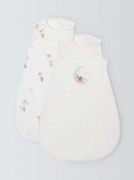John Lewis Little Dreamers Baby Sleeping Bag, 2.5 Tog, Pack of 2, Multi, Multi