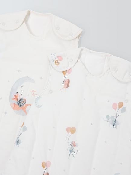 John Lewis Little Dreamers Baby Sleeping Bag, 2.5 Tog, Pack of 2, Multi - view 2, Multi