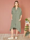 Yumi Linen Frill Hem Shirt Dress