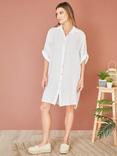 Yumi Linen Relaxed Fit Longline Shirt Dress