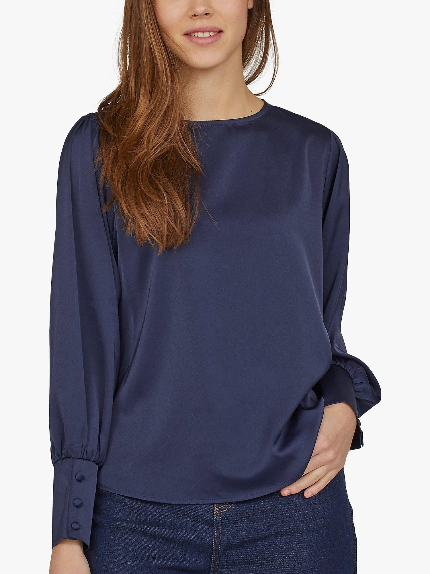 Sisters Point Growe-t Feminine Long Sleeve Blouse, Midnight/Blue, S