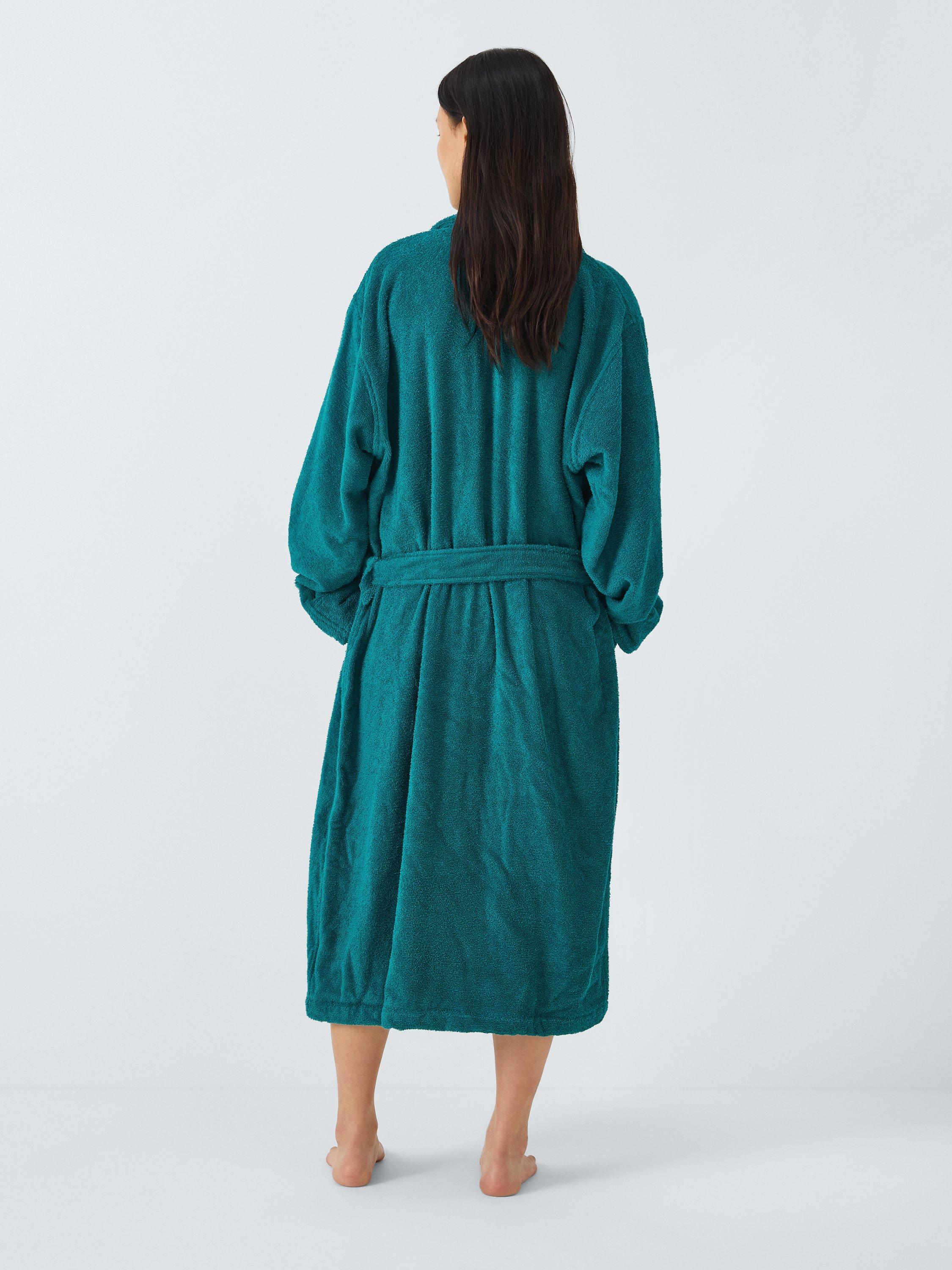 Product image 2 of 6, which shows John Lewis Egyptian Cotton Unisex Bath Robe, Dark Teal, XS-S