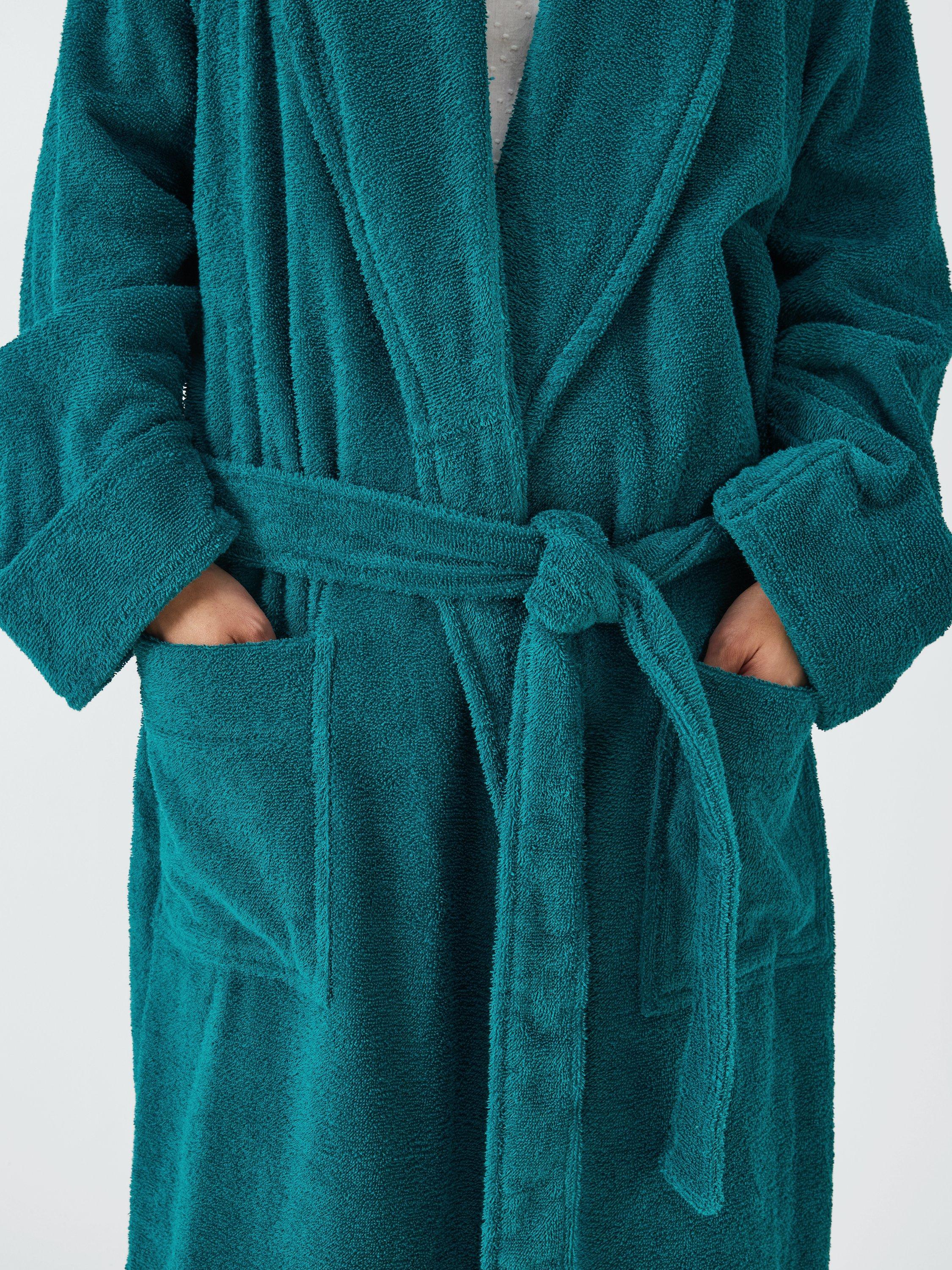 Product image 5 of 6, which shows John Lewis Egyptian Cotton Unisex Bath Robe, Dark Teal, XS-S