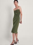 Monsoon Billi Ruched Bandeau Dress, Khaki