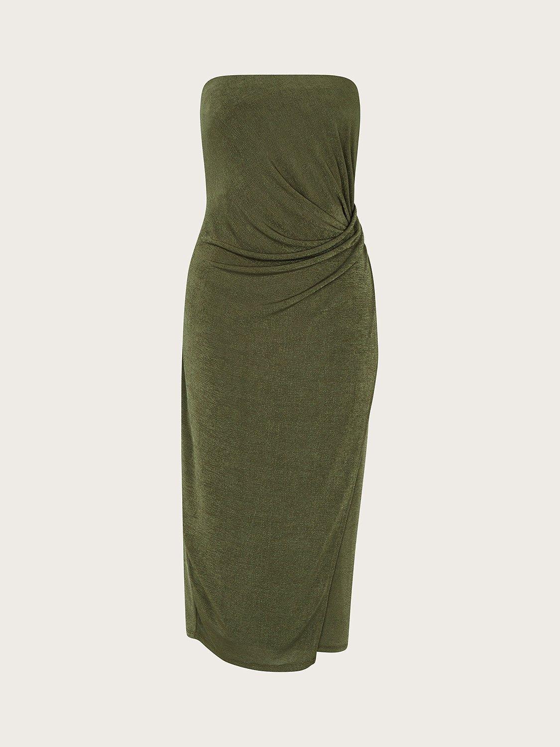 Product image 5 of 5, which shows Monsoon Billi Ruched Bandeau Dress, Khaki, 20