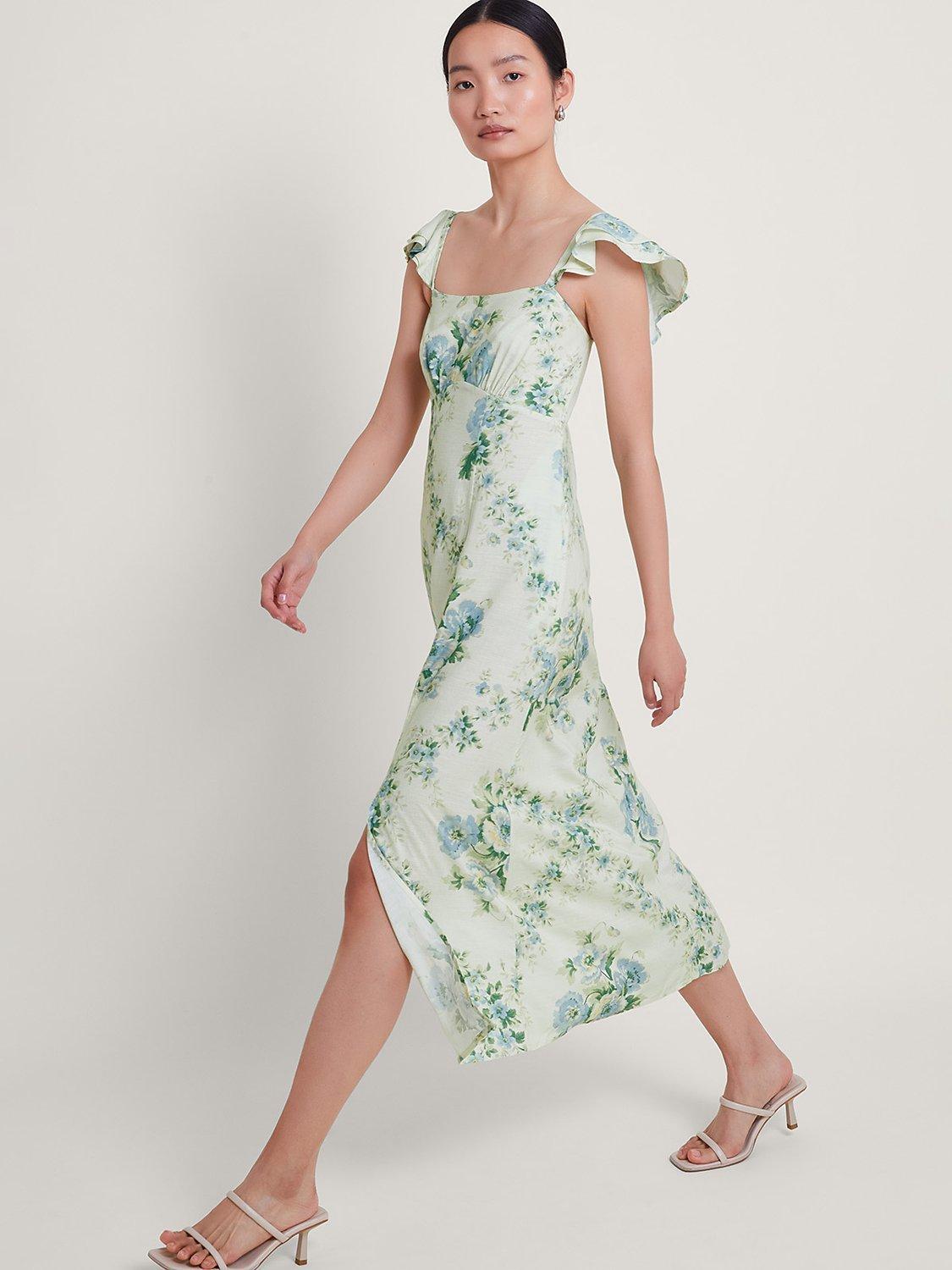 Product image 1 of 5, which shows Monsoon Zimira Floral Print Midi Dress, Ivory/Multi, 16