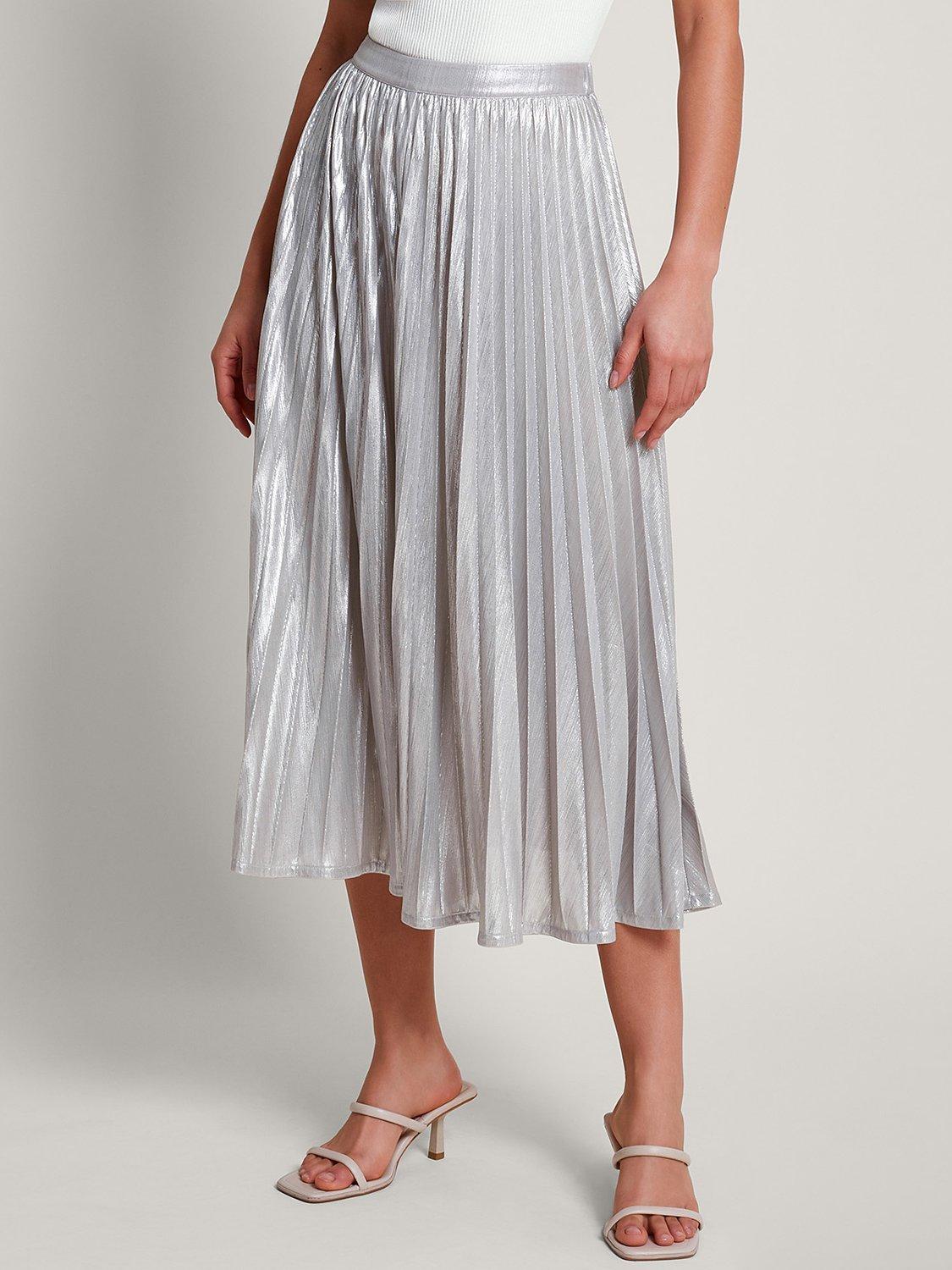 Pleated midi skirt metallic hotsell