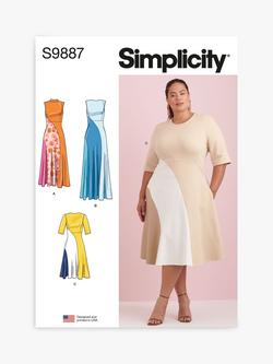 Simplicity Women's Colour Block Dress Sewing Pattern, S9887, Multi