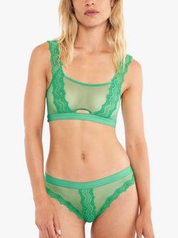 Maison Lejaby Denude Reversible Lace Detail Tanga Knickers - view 2, Verde