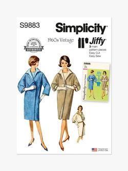 Simplicity Misses' 1960s Vintage Reversible Coat Sewing Pattern, S9883, Multi