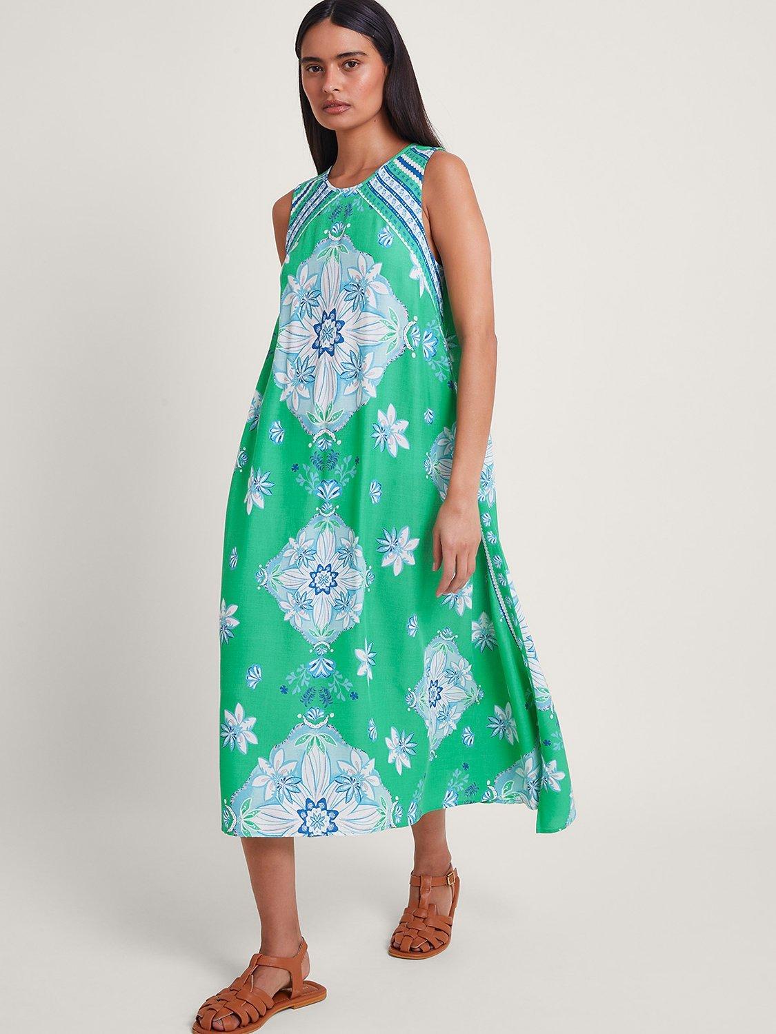 Green scarf print dress sale