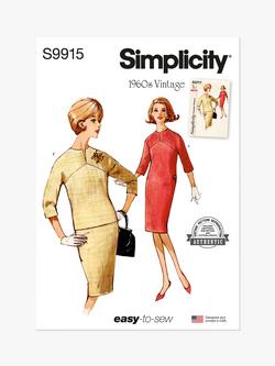 Simplicity Misses' Vintage 1960s Two Piece and Dress Sewing Pattern, S9915, Multi
