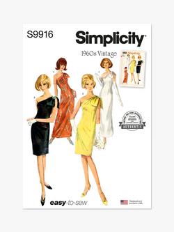 Simplicity Misses' 1960s Vintage Dress Sewing Pattern, S9916, Multi
