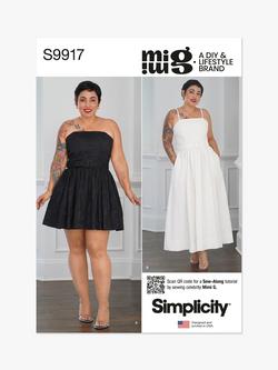 Simplicity Misses' Full Skirted Dress and Belt Sewing Pattern, S9917, Multi