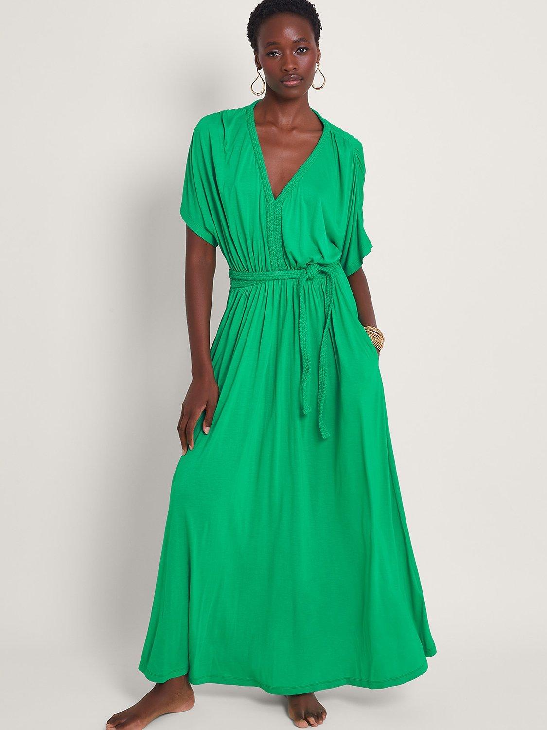 Monsoon Everly Maxi Jersey Dress Green
