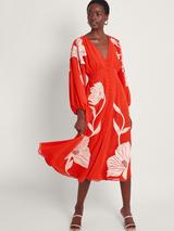 Monsoon Tessa V Neck Floral Dress Blue