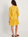 Monsoon Tilly Broderie Cotton Mini Dress, Yellow