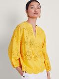 Monsoon Serena Broderie Top, Yellow