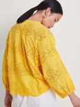 Monsoon Serena Broderie Top, Yellow