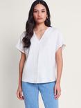 Monsoon Viola Linen Blend V-Neck Top, White