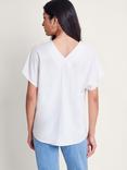 Monsoon Viola Linen Blend V-Neck Top, White