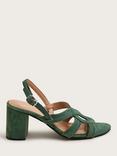 Monsoon Suede Block Heel Sandals, Olive