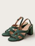 Monsoon Suede Block Heel Sandals, Olive