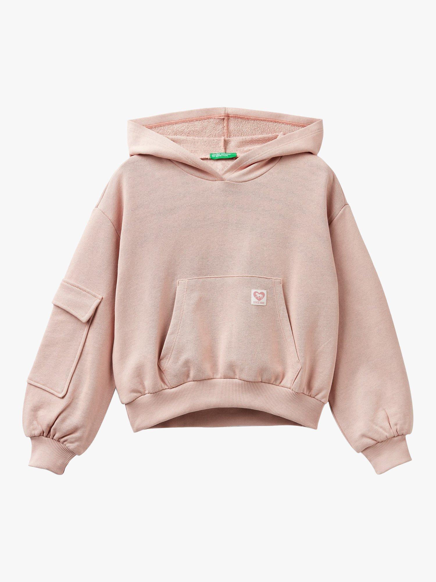 Benetton Kids' Patch Pocket Hooded Sweatshirt, Dark Powder